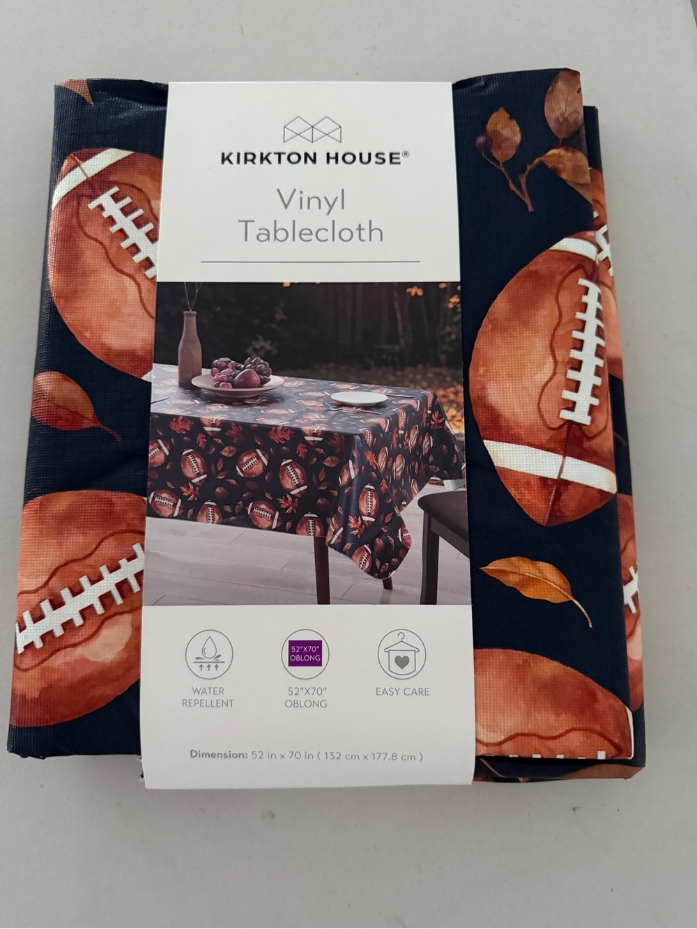 Kirkton House Navy & Brown Vinyl Tablecloth